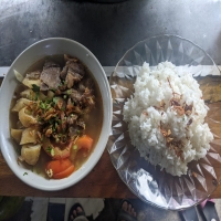 Soto Mie Daging + Nasi